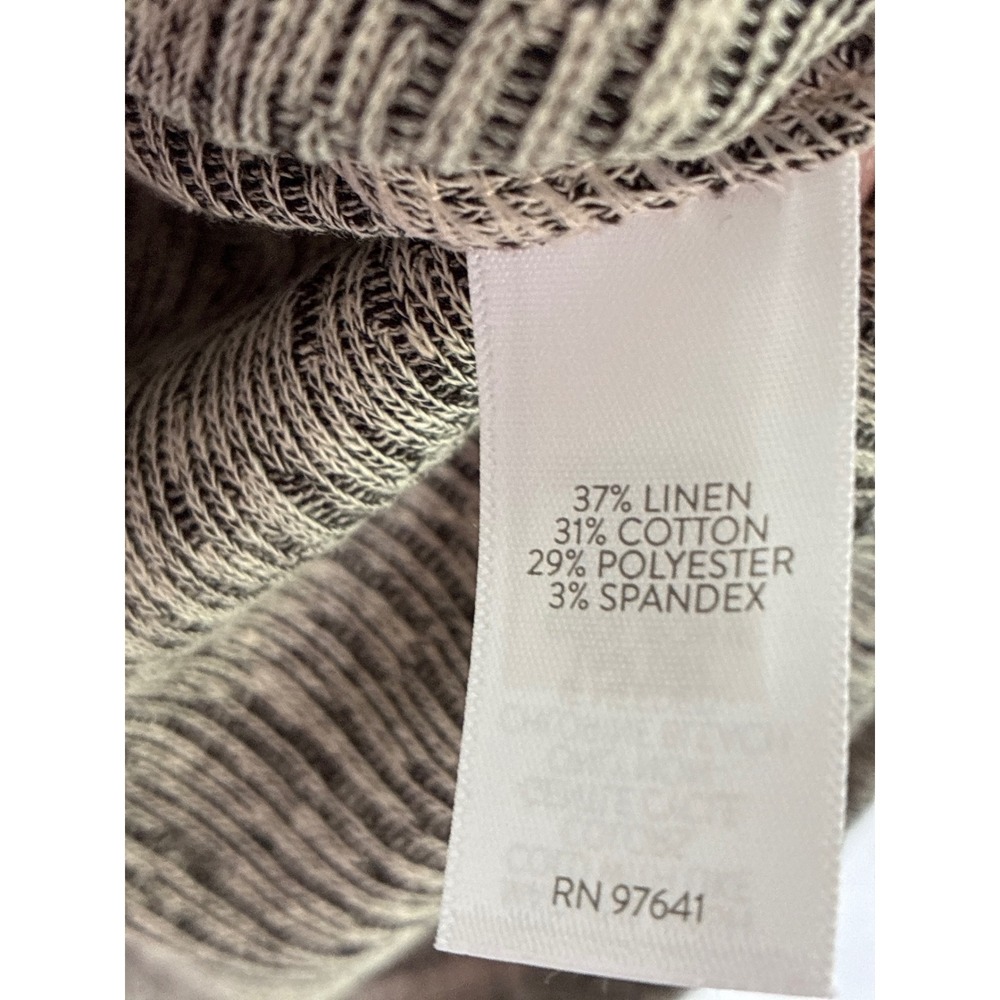 Pure Jill J. Jill Grey Space-Dye Linen Blend V-Neck 3/4 Sleeve Dress Womens M - Picture 5 of 5